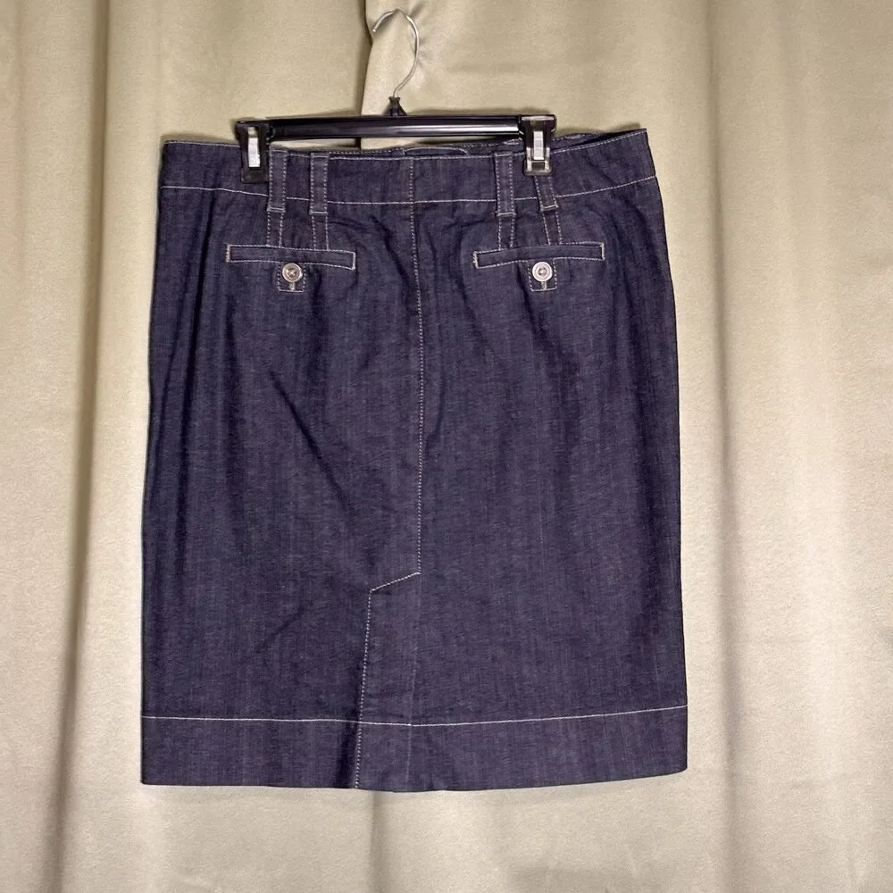 Ann Taylor Loft Women's Dark Wash Blue Denim Wide Hem Skirt Size 14 NEW!